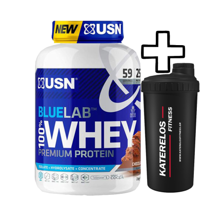 USN Blue Lab 100% Whey Premium Protein 2000g + () Katerelos Fitness Shaker 700ml
