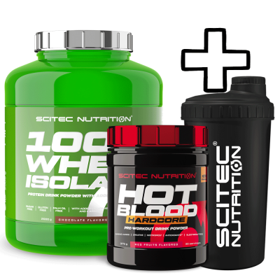 Scitec Nutrition 100% Whey Isolate 2000g + Scitec Nutrition Hot Blood Hardcore 375g + Shaker 700ml