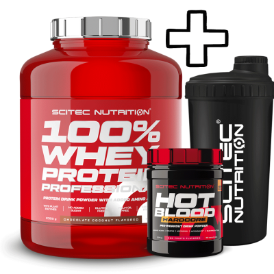 Scitec Nutrition 100% Whey Protein Professional 2350g + Scitec Nutrition Hot Blood Hardcore 375g + Shaker 700ml
