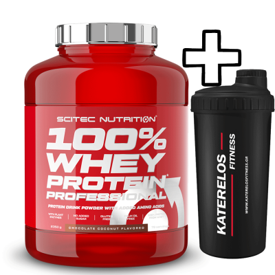 Scitec Nutrition 100% Whey Protein Professional 2350g + () Katerelos Fitness Shaker 700ml
