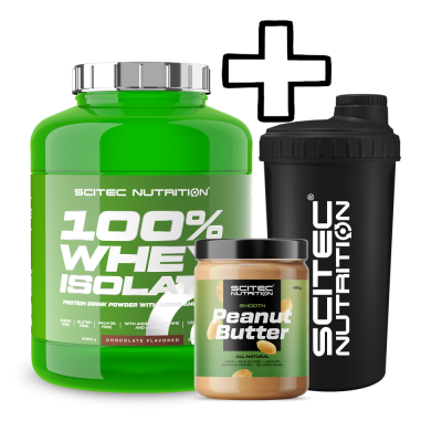 Scitec Nutrition 100% Whey Isolate 2000g + Scitec Nutrition Peanut Butter 400g + Shaker 700ml