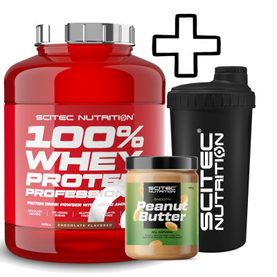Scitec Nutrition 100% Whey Protein Professional 2350g + Scitec Nutrition Peanut Butter 400g + Shaker 700ml